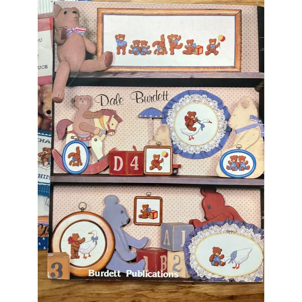 Vintage Teddy Bear Cross Stitch Pattern Booklet Lot of 3‎ Craftways Dale Burdett